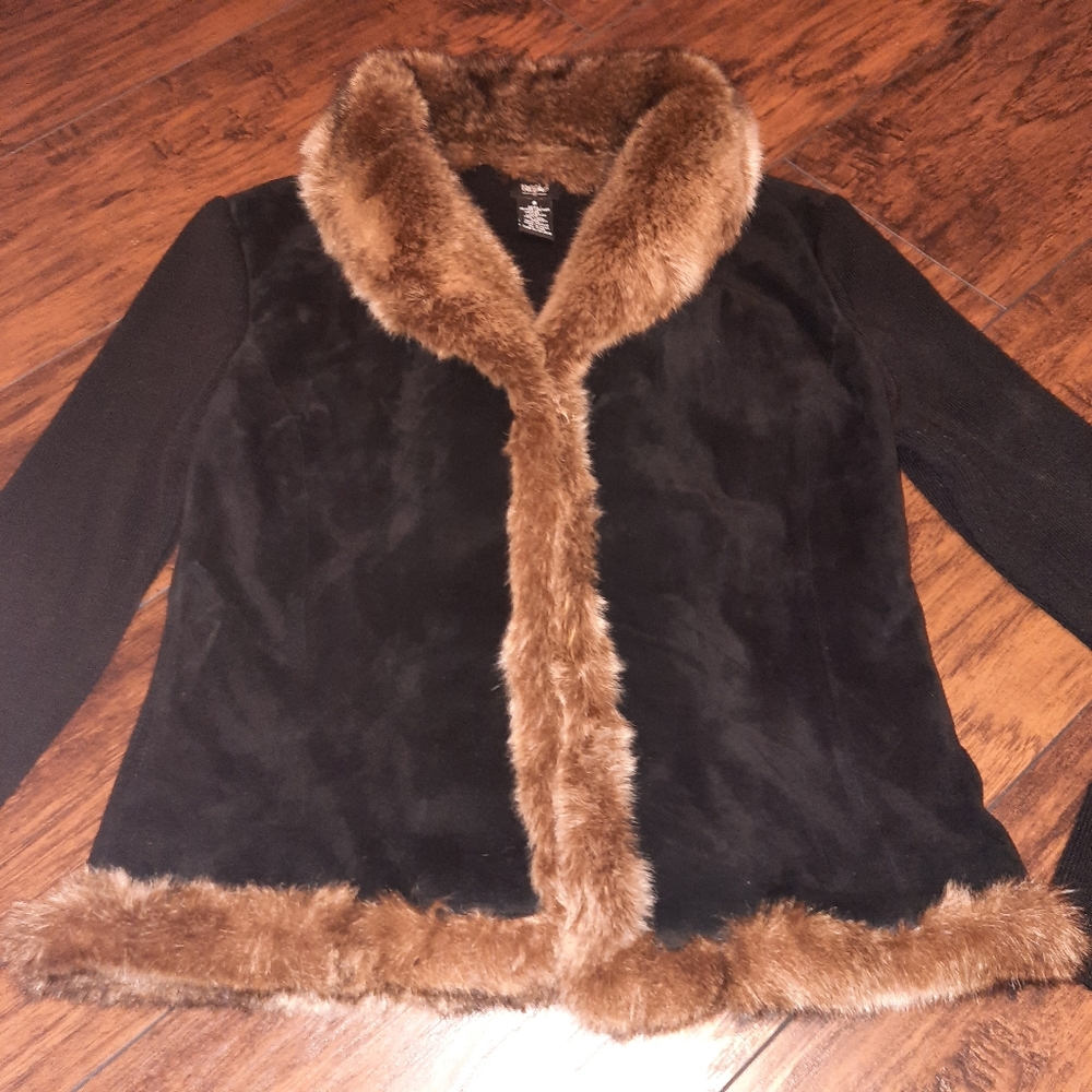 Mossimo Small Genuine Leather Shell Wool Jacket - image 1